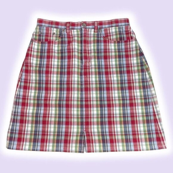 EDDIE BAUER Plaid Skirt Sz 8 Multicolor Casual Preppy - Picture 1 of 4